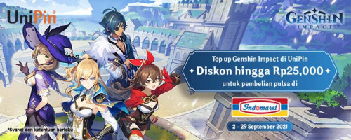 Top Up Genshin Impact di UniPin, Dapatkan Potongan hingga Rp25,000 untuk Pembelian Pulsa di Indomaret